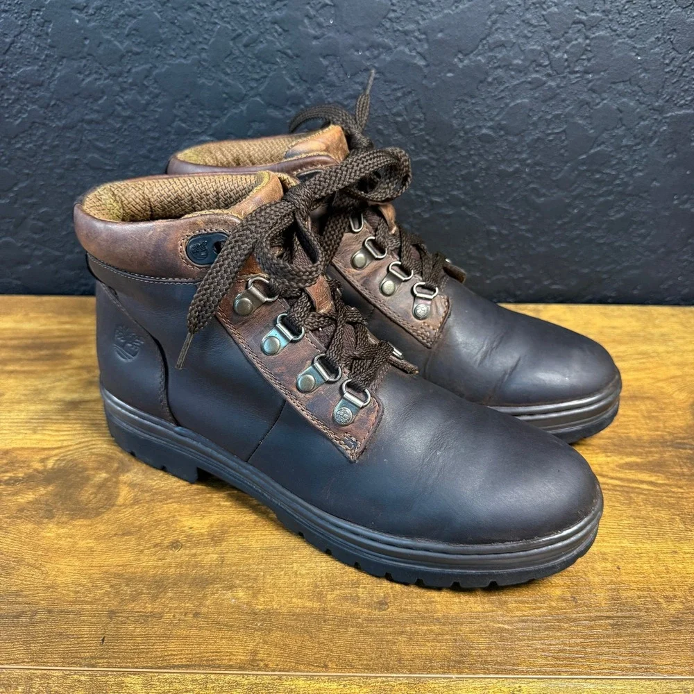 Timberland 12343 Dark Brown Leather Hiking Work Boots Mens 8.5M
